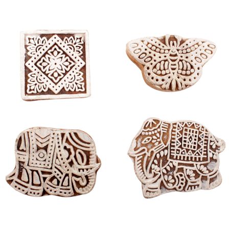 Set of 4 Piece New Mix Wooden Printing Block